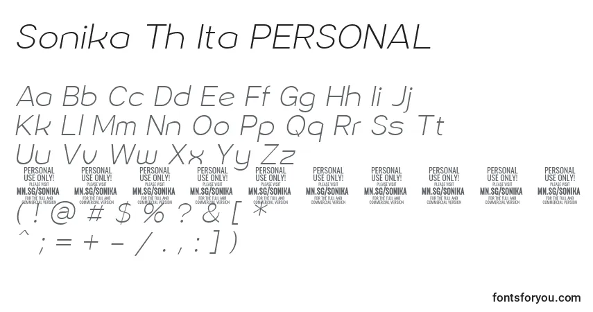 A fonte Sonika Th Ita PERSONAL – alfabeto, números, caracteres especiais