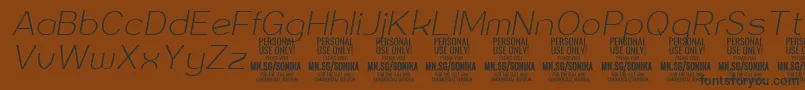 Sonika Th Ita PERSONAL Font – Black Fonts on Brown Background