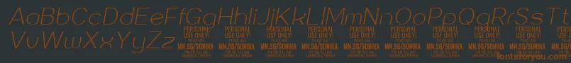 Шрифт Sonika Th Ita PERSONAL – коричневые шрифты на чёрном фоне
