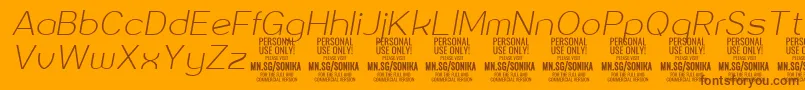 Sonika Th Ita PERSONAL-Schriftart – Braune Schriften auf orangefarbenem Hintergrund