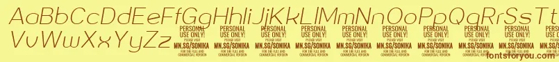 Шрифт Sonika Th Ita PERSONAL – коричневые шрифты на жёлтом фоне