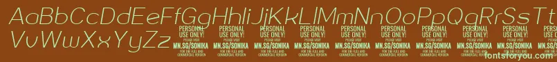 Sonika Th Ita PERSONAL-Schriftart – Grüne Schriften auf braunem Hintergrund