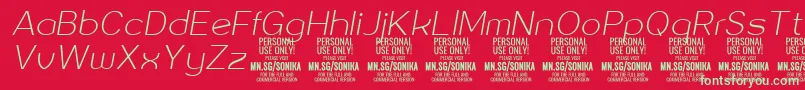 Sonika Th Ita PERSONAL-fontti – vihreät fontit punaisella taustalla