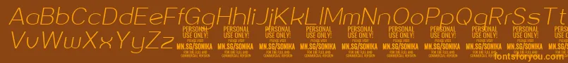 Sonika Th Ita PERSONAL-Schriftart – Orangefarbene Schriften auf braunem Hintergrund