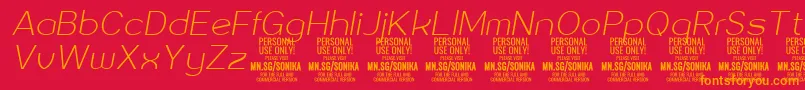 Sonika Th Ita PERSONAL-fontti – oranssit fontit punaisella taustalla