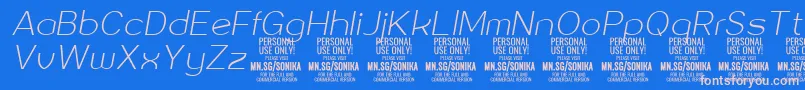 フォントSonika Th Ita PERSONAL – ピンクの文字、青い背景