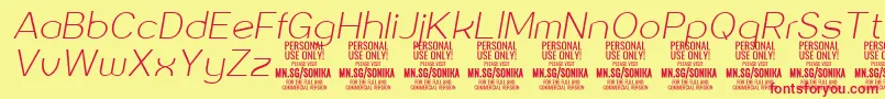 Sonika Th Ita PERSONAL Font – Red Fonts on Yellow Background