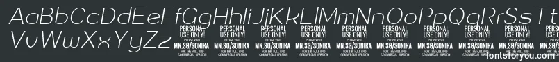 Sonika Th Ita PERSONAL-Schriftart – Weiße Schriften auf schwarzem Hintergrund