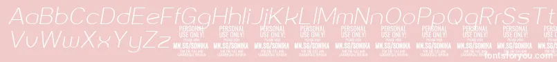 Sonika Th Ita PERSONAL Font – White Fonts on Pink Background