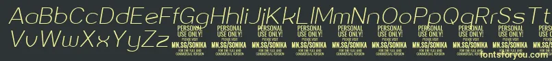 フォントSonika Th Ita PERSONAL – 黒い背景に黄色の文字