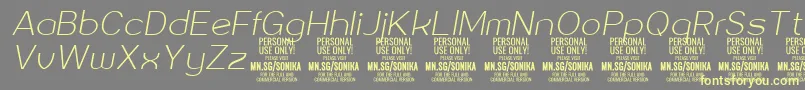 Sonika Th Ita PERSONAL-Schriftart – Gelbe Schriften auf grauem Hintergrund