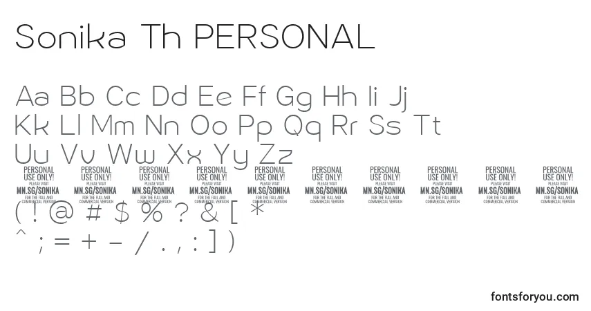 Sonika Th PERSONALフォント–アルファベット、数字、特殊文字