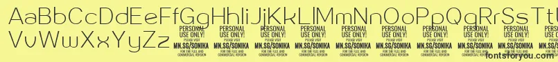 Sonika Th PERSONAL Font – Black Fonts on Yellow Background