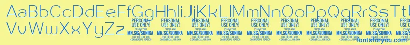 Sonika Th PERSONAL Font – Blue Fonts on Yellow Background