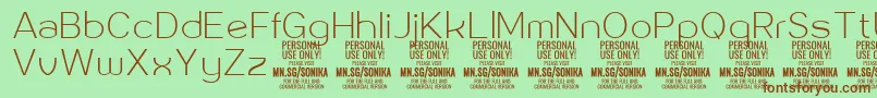 Sonika Th PERSONAL Font – Brown Fonts on Green Background