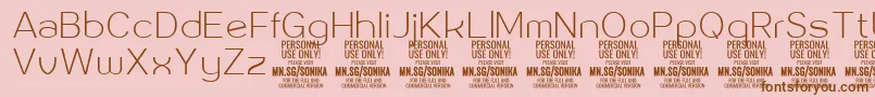Sonika Th PERSONAL Font – Brown Fonts on Pink Background