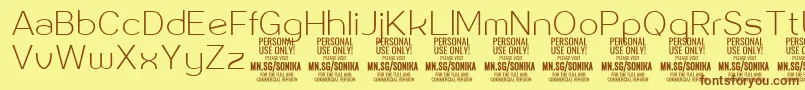 Sonika Th PERSONAL Font – Brown Fonts on Yellow Background
