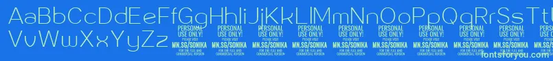 Sonika Th PERSONAL-Schriftart – Grüne Schriften auf blauem Hintergrund