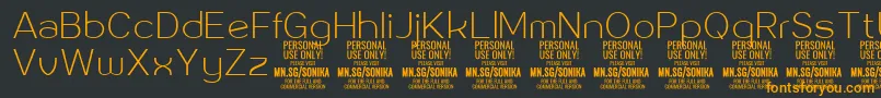 Sonika Th PERSONAL Font – Orange Fonts on Black Background