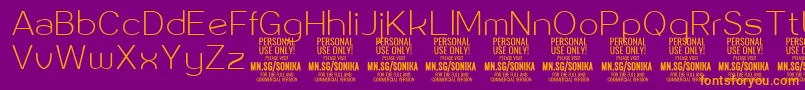 Sonika Th PERSONAL Font – Orange Fonts on Purple Background