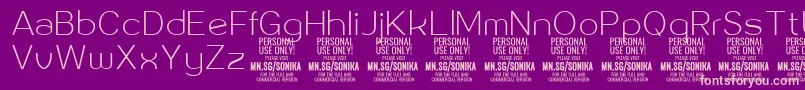 Sonika Th PERSONAL Font – Pink Fonts on Purple Background