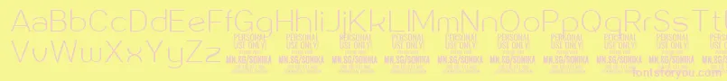 Sonika Th PERSONAL Font – Pink Fonts on Yellow Background