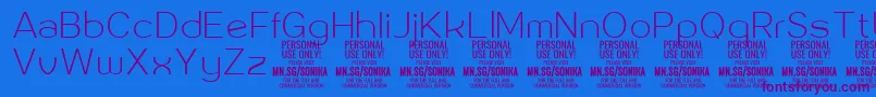 Sonika Th PERSONAL Font – Purple Fonts on Blue Background