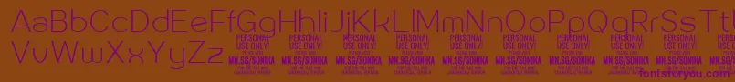 Sonika Th PERSONAL Font – Purple Fonts on Brown Background