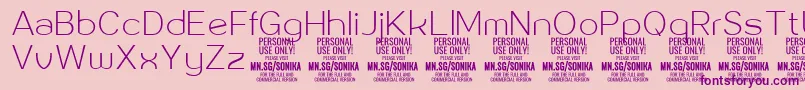 Sonika Th PERSONAL Font – Purple Fonts on Pink Background