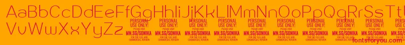Sonika Th PERSONAL Font – Red Fonts on Orange Background