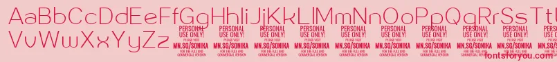 Fonte Sonika Th PERSONAL – fontes vermelhas em um fundo rosa