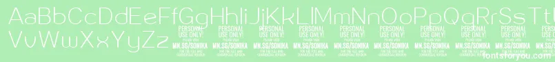 Weitere Informationen zur Sonika Th PERSONAL-Schriftart Sonika Th PERSONAL-Schriftart – Weiße Schriften auf grünem Hintergrund