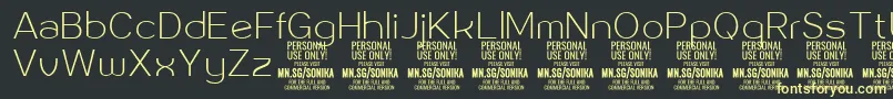 Sonika Th PERSONAL Font – Yellow Fonts on Black Background