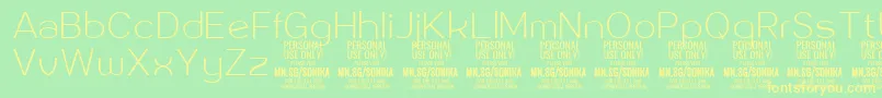 フォントSonika Th PERSONAL – 黄色の文字が緑の背景にあります