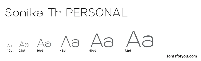 Размеры шрифта Sonika Th PERSONAL