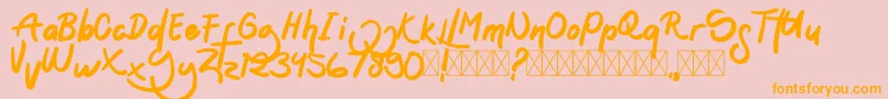 Sontoloyo-Schriftart – Orangefarbene Schriften auf rosa Hintergrund