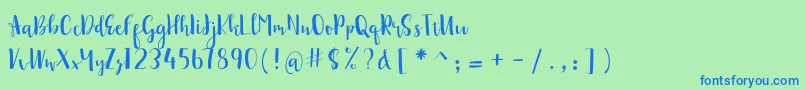 sonya demo-fontti – siniset fontit vihreällä taustalla