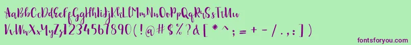 sonya demo Font – Purple Fonts on Green Background