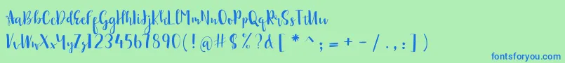 Fonte sonya demo – fontes azuis em um fundo verde