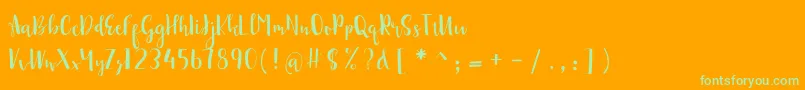 sonya demo-Schriftart – Grüne Schriften auf orangefarbenem Hintergrund
