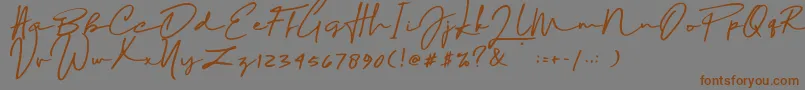 Sophia Bella DEMO-Schriftart – Braune Schriften auf grauem Hintergrund