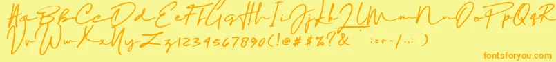 Sophia Bella DEMO-Schriftart – Orangefarbene Schriften auf gelbem Hintergrund