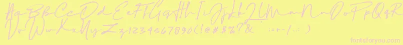 Sophia Bella DEMO-Schriftart – Rosa Schriften auf gelbem Hintergrund