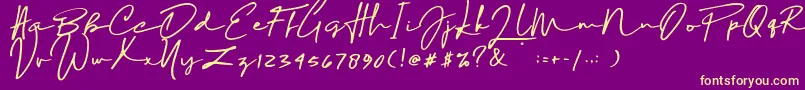 Sophia Bella DEMO Font – Yellow Fonts on Purple Background