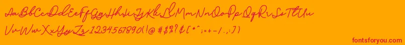 フォントSophia Script Demo – オレンジの背景に赤い文字