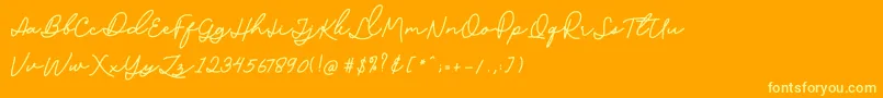 Sophia Script Demo Font – Yellow Fonts on Orange Background