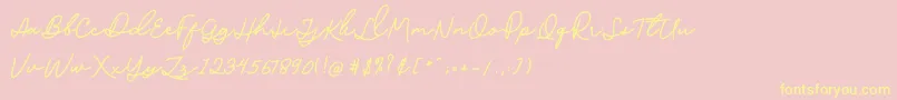 Sophia Script Demo-Schriftart – Gelbe Schriften auf rosa Hintergrund