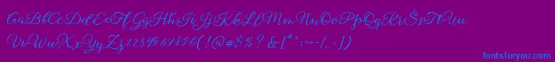 Sophia Script Free Demo-Schriftart – Blaue Schriften auf violettem Hintergrund