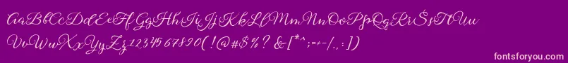 Sophia Script Free Demo Font – Pink Fonts on Purple Background