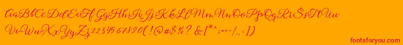 Sophia Script Free Demo Font – Red Fonts on Orange Background
